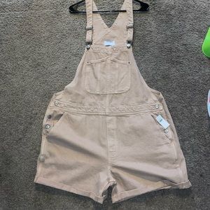 Tan overall shorts